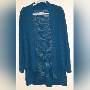 Avenue long, open knit ribbed cardigan. Size 18/20